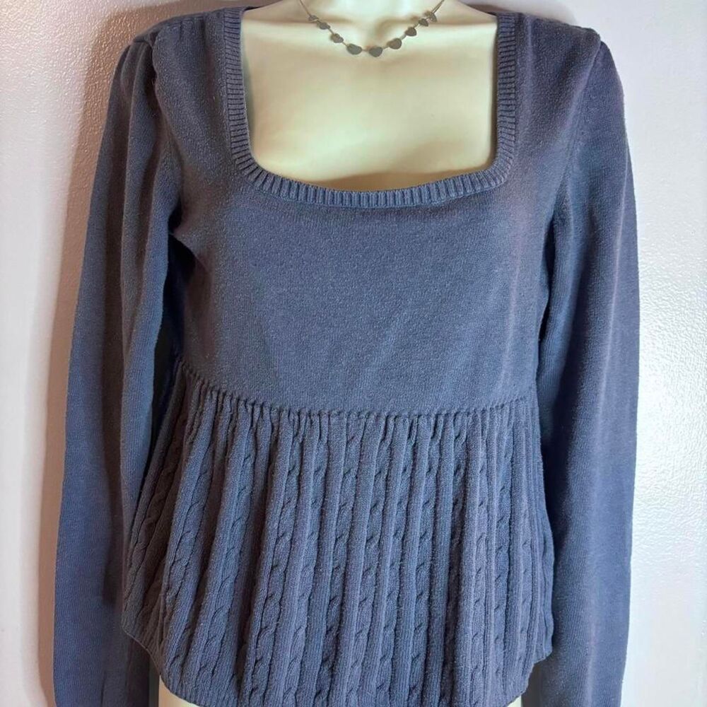 Hollister Y2K VTG Blue Bella Swan Babydoll Sweater Top Size Large <3